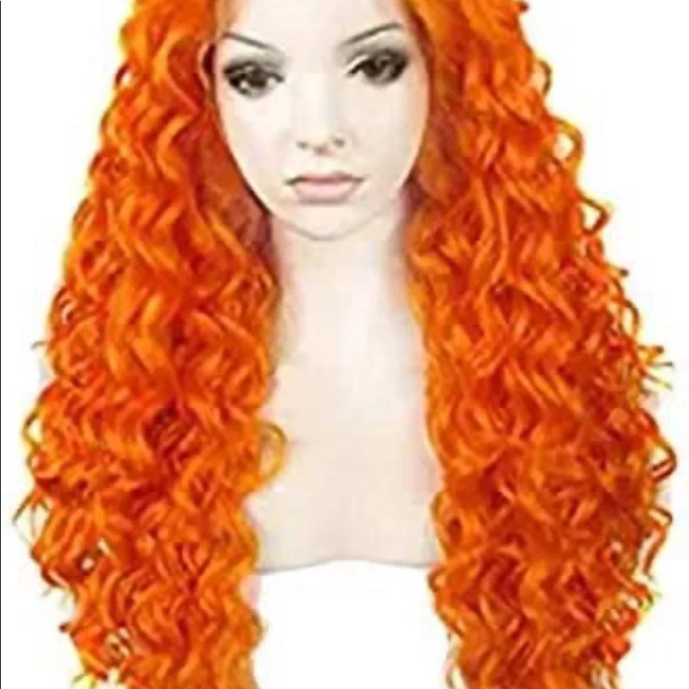 ♥️ 22” ORANGE KINKY CURLY LACE-FRONT FRONT WIG